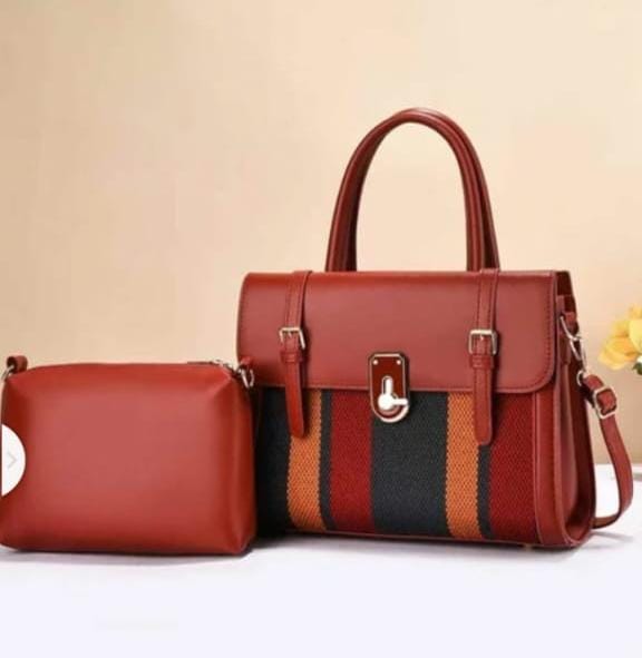 Sac style cartable marron et rayures